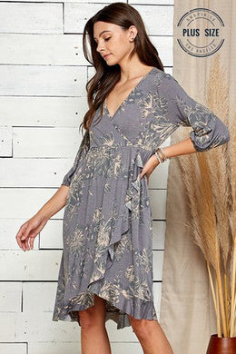 #30 - FD - Gray Wrap Look Dress