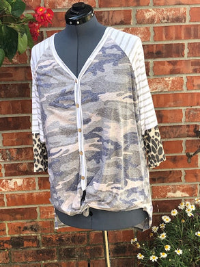 #30- FD -Button Down Tie Front Top