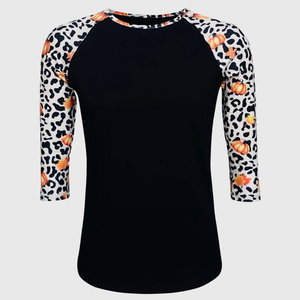Cheetah Pumpkin Black Top with Transfer $26.99