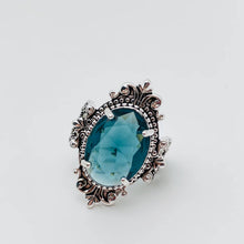 Load image into Gallery viewer, Sea Blue Goose Egg Shaped Glass Ring