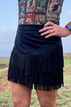Load image into Gallery viewer, FORT WORTH FRINGE SKIRT BLACK - $45.90
