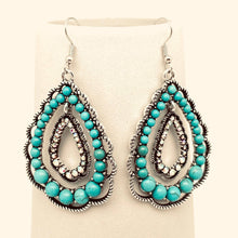 Load image into Gallery viewer, Rhinestone Turquoise Double-layer Drop Dangle Earrings - WJ