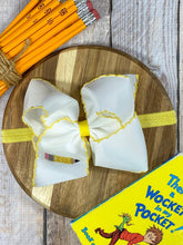 Load image into Gallery viewer, Pencil Embroidered Moonstitch Hair Bow | Clip or Headband