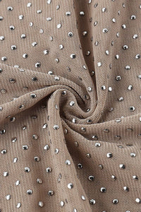 ROUND NECK RHINESTONE GLITTER LONG SLEEVE TOP - $17.29