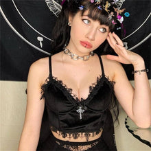 Load image into Gallery viewer, Summer Women Fashion Sexy Gothic Lace Gold Velvet Camisole