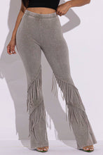 Load image into Gallery viewer, Mineral washed fringe flare pants - $39.00