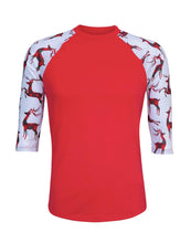 Load image into Gallery viewer, Reindeer Plaid Red Polyester Top with Transfer $26.99