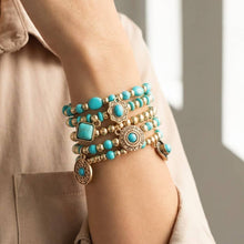 Load image into Gallery viewer, Turquoise Western Charms Beaded Bracelet Set