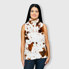 Load image into Gallery viewer, Sherpa Brown Cow Vest Women $24.00
