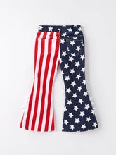Load image into Gallery viewer, 4th of july Patriotic Star Stripe Bow Flare Pants - $24.99