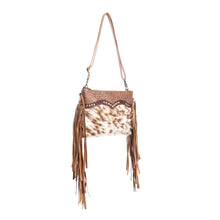 Load image into Gallery viewer, #22 Lizzy's Boutique Mescalaro Hill Leather &amp; Hair on Bag in Warm Caramel $51.99