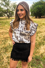Load image into Gallery viewer, FORT WORTH FRINGE SKIRT BLACK - $45.90