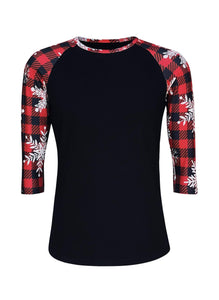 Buffalo Black Red Plaid Snowflakes Top - $26.99