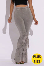 Load image into Gallery viewer, Mineral washed fringe flare pants - $39.00