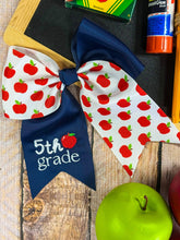 Load image into Gallery viewer, School Grade Embroidered Cheer Bow