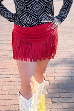 Load image into Gallery viewer, FORT WORTH FRINGE SKIRT RED $45.90