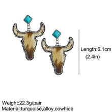 Load image into Gallery viewer, Western Style Cowhide Cowhead Shape Stud Earrings - WJ