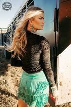 Load image into Gallery viewer, FORT WORTH FRINGE SKIRT TURQUOISE - $45.90