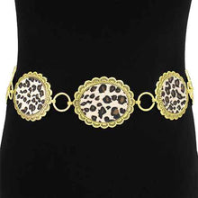 Load image into Gallery viewer, METAL LINK OVAL CONCHO LEOPARD PRINT WESTERN CHAIN $22.50