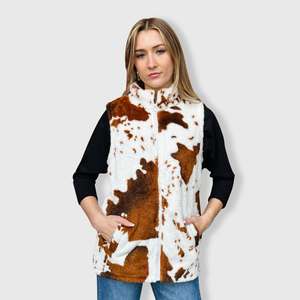 Sherpa Brown Cow Vest Women $24.00