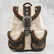 Load image into Gallery viewer, Western Leather Buckle Backpack