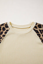 Load image into Gallery viewer, Ribbed Color Block Leopard Contrast Sleeve Loose Tee (S-XL) $26.99