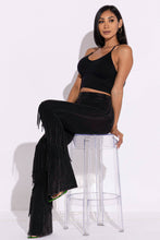 Load image into Gallery viewer, Mineral washed fringe flare pants - $39.00