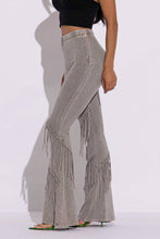 Load image into Gallery viewer, Mineral washed fringe flare pants - $39.00