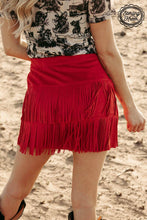 Load image into Gallery viewer, FORT WORTH FRINGE SKIRT RED $45.90