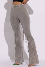 Load image into Gallery viewer, Mineral washed fringe flare pants - $39.00