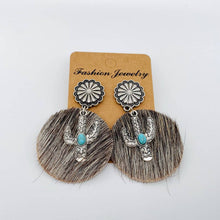 Load image into Gallery viewer, Western Style Cactus Animal Skin Double Charm Earrings - WJ