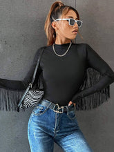 Load image into Gallery viewer, Fringe trim solid fitted tee