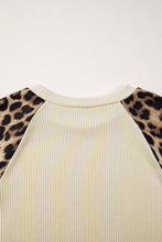 Load image into Gallery viewer, Ribbed Color Block Leopard Contrast Sleeve Loose Tee (S-XL) $26.99