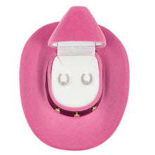 Load image into Gallery viewer, Horseshoe Earrings in Cowboy Hat Gift Box