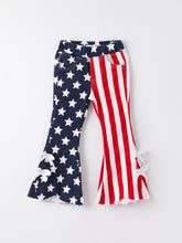 Load image into Gallery viewer, 4th of july Patriotic Star Stripe Bow Flare Pants - $24.99