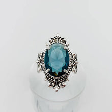 Load image into Gallery viewer, Sea Blue Goose Egg Shaped Glass Ring