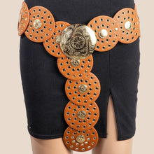 Load image into Gallery viewer, Faux Leather Grommet Disc Chain Belt - $29.99
