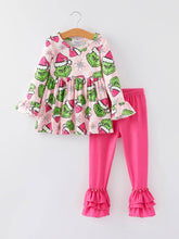 Load image into Gallery viewer, Christmas Girls Cartoon Print Outfit Set