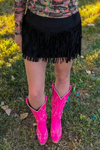 Load image into Gallery viewer, FORT WORTH FRINGE SKIRT BLACK - $45.90