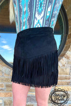 Load image into Gallery viewer, FORT WORTH FRINGE SKIRT BLACK - $45.90