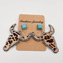 Load image into Gallery viewer, Western Style Cowhide Cowhead Shape Stud Earrings - WJ