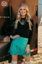 Load image into Gallery viewer, FORT WORTH FRINGE SKIRT TURQUOISE - $45.90