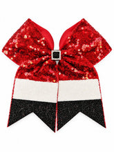 Load image into Gallery viewer, Santa Claus Sequin Cheer Bow $10.00