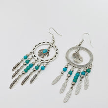 Load image into Gallery viewer, Bird PendantTurquoise Tassel Earrings