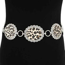 Load image into Gallery viewer, METAL LINK OVAL CONCHO LEOPARD PRINT WESTERN CHAIN $22.50