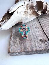 Load image into Gallery viewer, Western Printed Seed Bead Cross Adjustable Ring