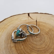 Load image into Gallery viewer, Silver Vintage Turquoise &amp; Diamond Ring Set Of 3 - $9.99