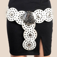 Load image into Gallery viewer, Faux Leather Grommet Disc Chain Belt - $29.99