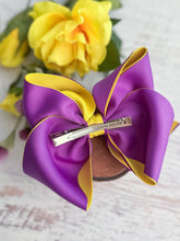 Load image into Gallery viewer, Mardi Gras Embroidered Double Layer Hair Bow