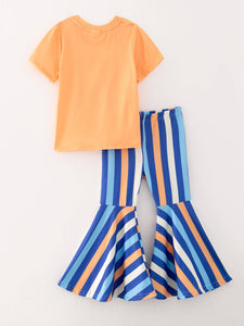 #22 Lizzys Boutique Girls Bluey Print Top+Bell-Bottom Pants Outfits: 2T